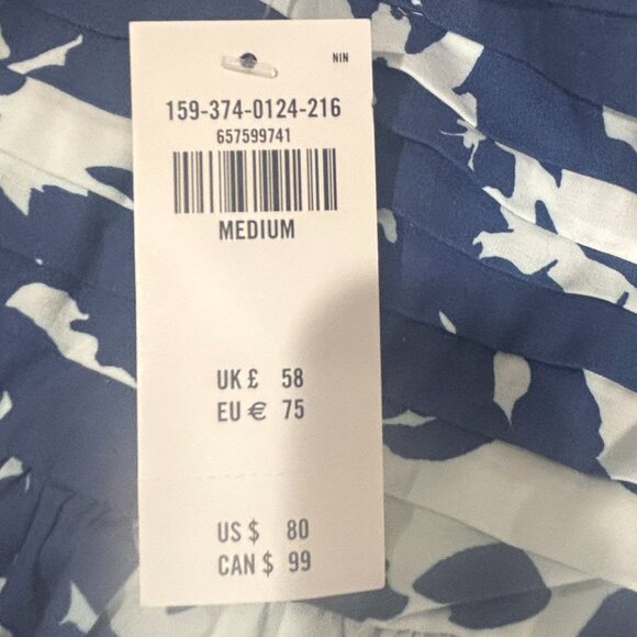 A&F Emerson Poplin Puff Sleeve Mini Dress - Navy and White - Size Medium - Picture 6 of 10